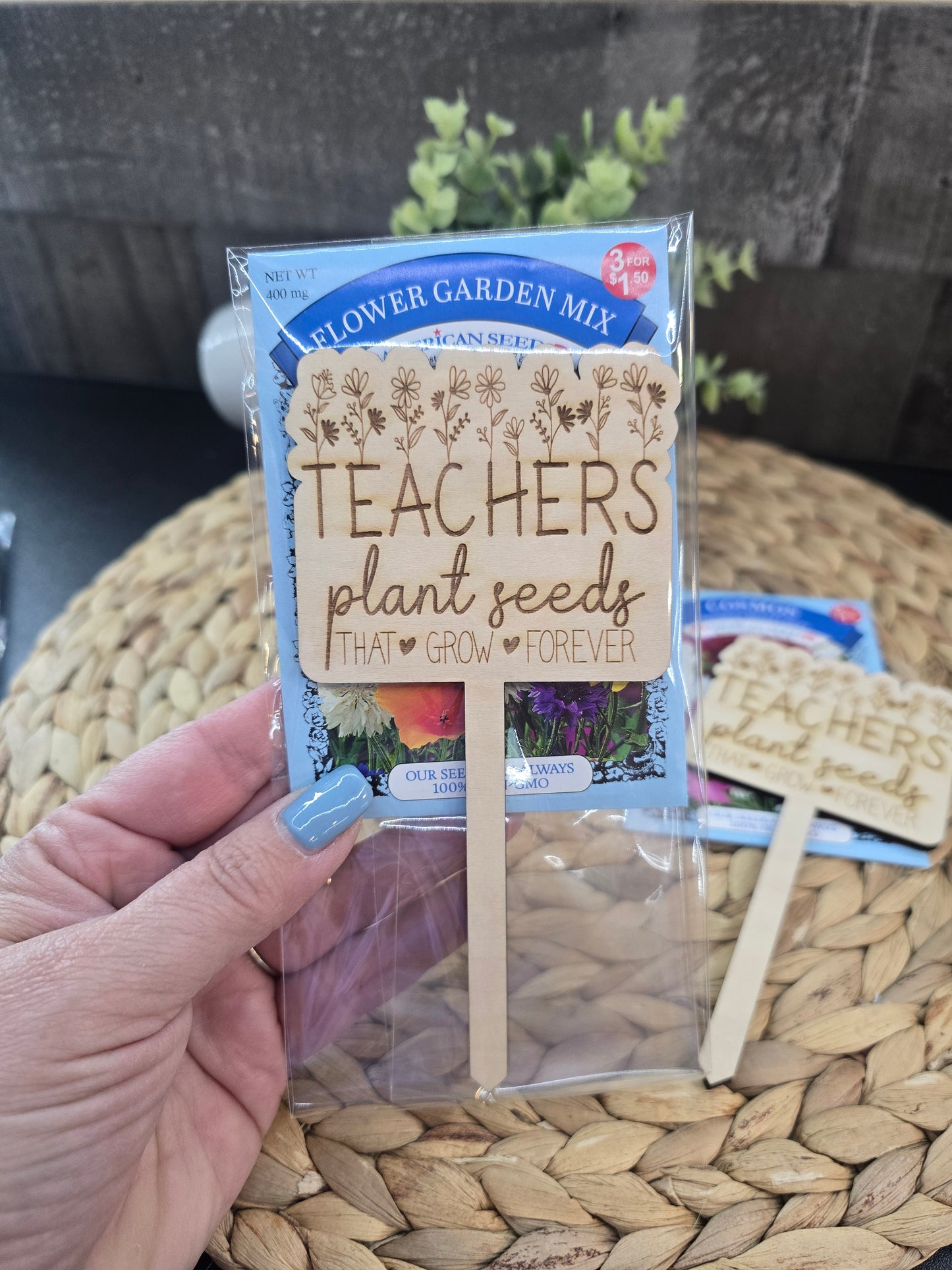 Plant Seeds That Grow Forever Gift – Teacher & Mother Plant Stakes | Garden Gift, Appreciation Gift, Flower Seed Bundle