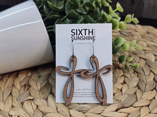 Wooden Cross Earrings | Christian Earrings | Faith Jewelry | Laser Cut Wood Earrings | Lightweight Dangle Earrings