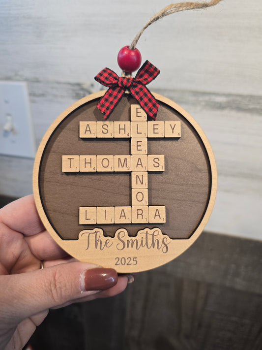 Name Tile Family Ornament – Personalized Family Christmas Keepsake