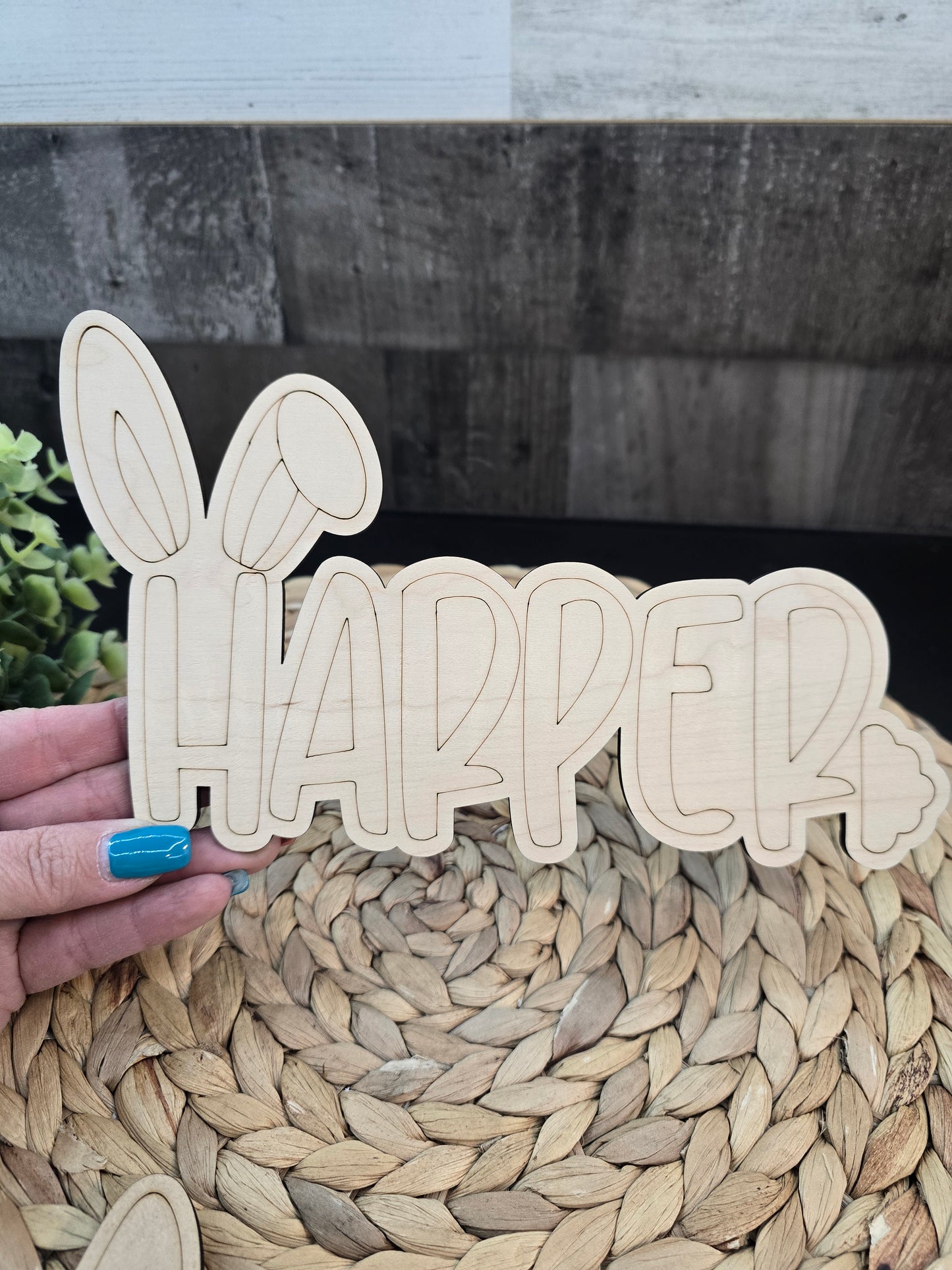 Engraved Easter Bunny Name Sign – Personalized Wooden Keepsake