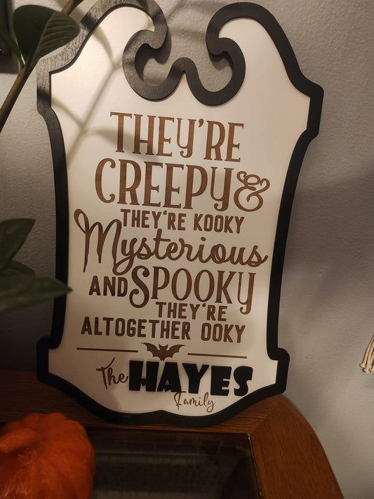 Addams Family Inspired Personalized Sign - Halloween Wall Art