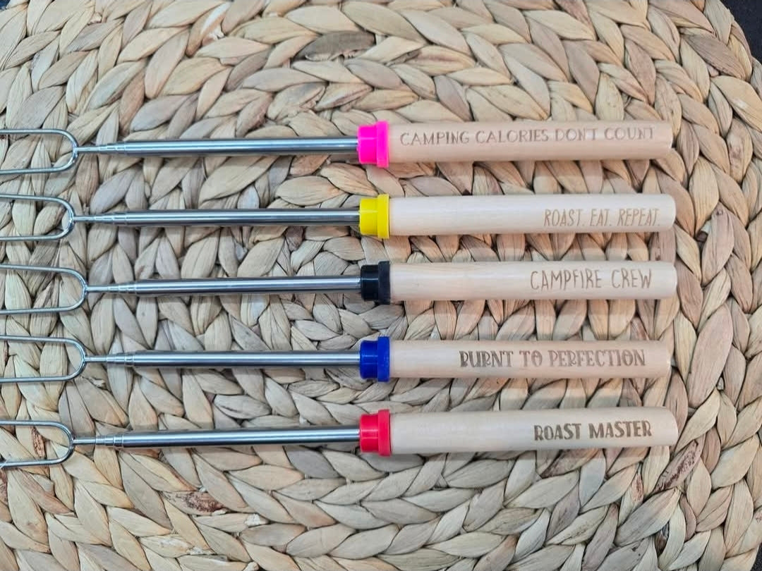 Engraved Campfire Roasting Sticks - S'more, Hot Dogs, Camping Gifts
